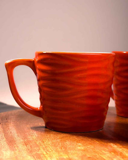 Bold Orange & White Ceramic Tea Cups | 3 x 3 inches | 150ml