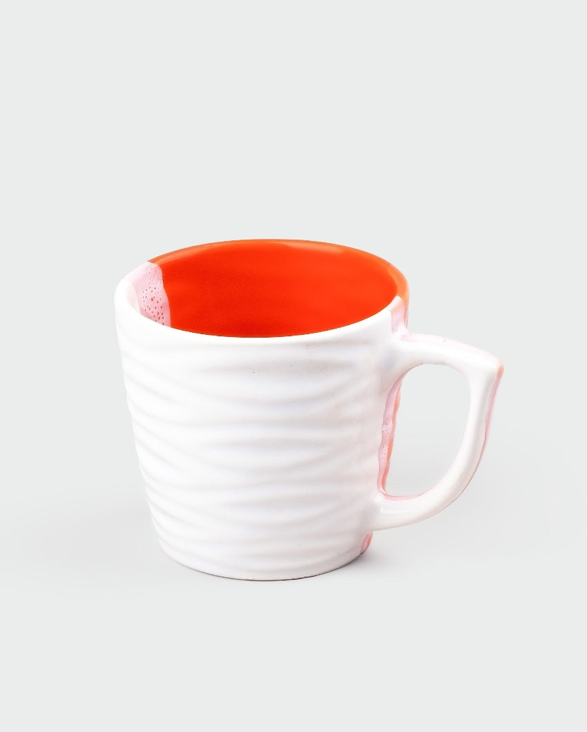 Bold Orange & White Ceramic Tea Cups | 3 x 3 inches | 150ml