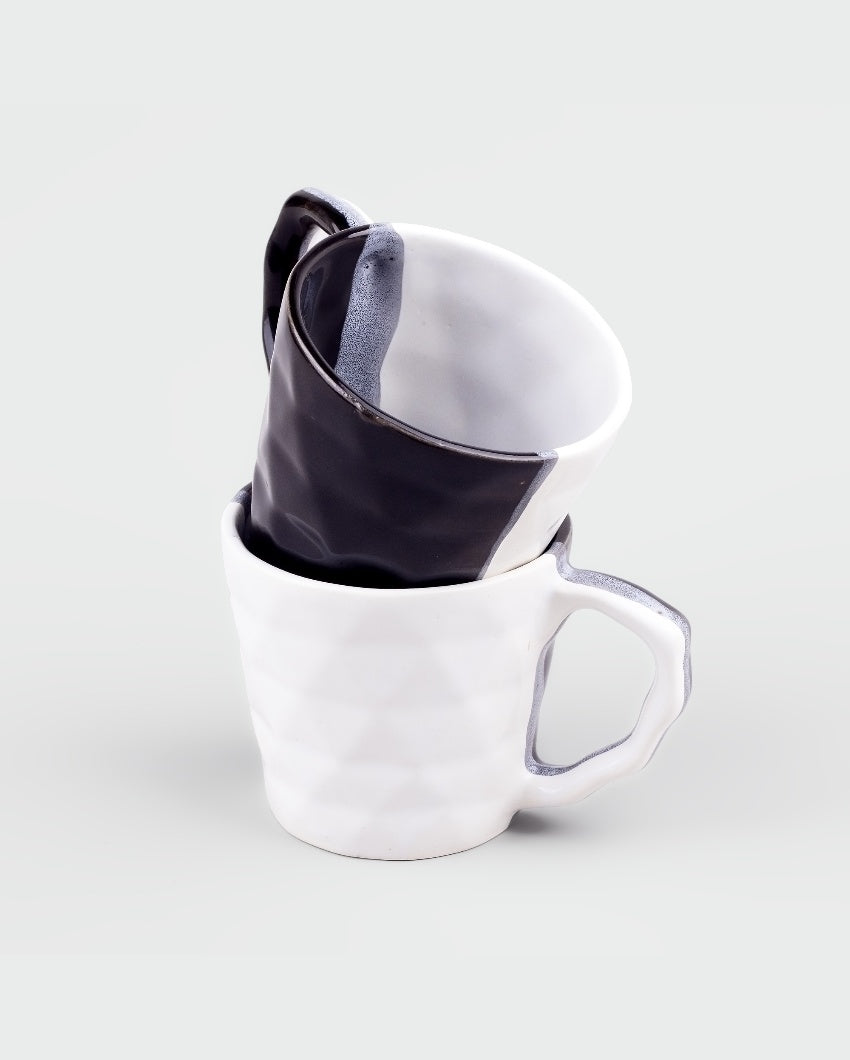 Classic Black & White Ceramic Tea Cups | 3 x 3 inches | 150ml