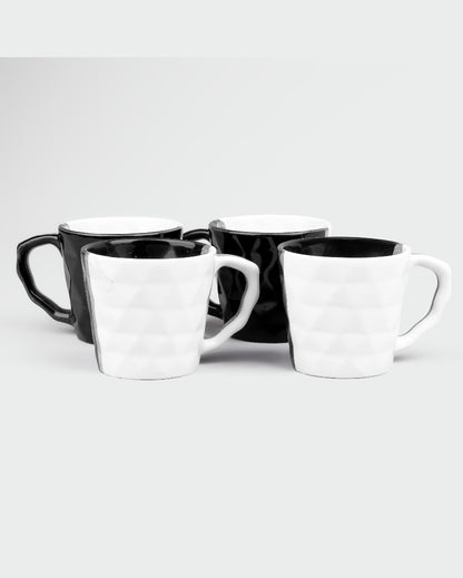 Classic Black & White Ceramic Tea Cups | 3 x 3 inches | 150ml