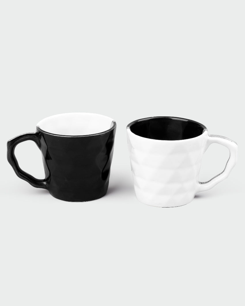 Classic Black & White Ceramic Tea Cups | 3 x 3 inches | 150ml