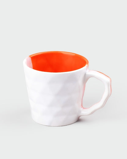 Vivid Orange & White Ceramic Tea Cups | 3 x 3 inches | 150ml