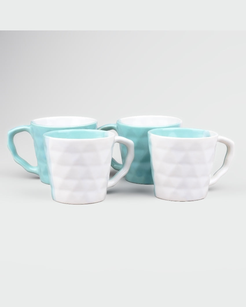 Tranquil Light Blue & White Ceramic Tea Cups | 3 x 3 inches | 150ml