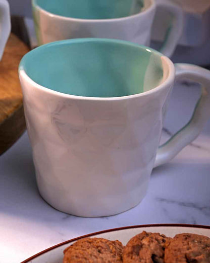 Tranquil Light Blue & White Ceramic Tea Cups | 3 x 3 inches | 150ml