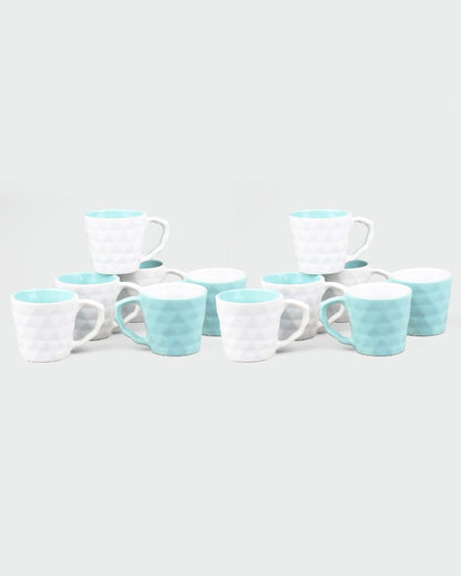 Tranquil Light Blue & White Ceramic Tea Cups | 3 x 3 inches | 150ml