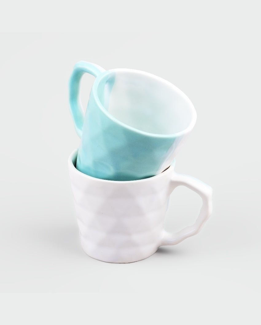 Tranquil Light Blue & White Ceramic Tea Cups | 3 x 3 inches | 150ml