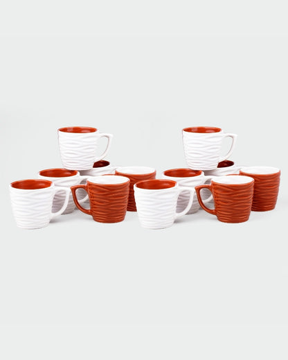 Elegant Red & White Ceramic Tea Cups | 3 x 3 inches | 150ml