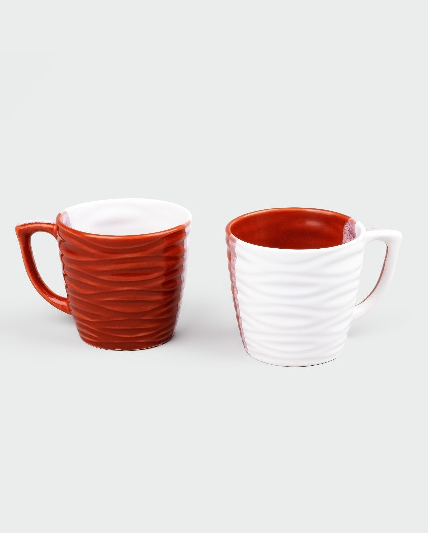 Elegant Red & White Ceramic Tea Cups | 3 x 3 inches | 150ml