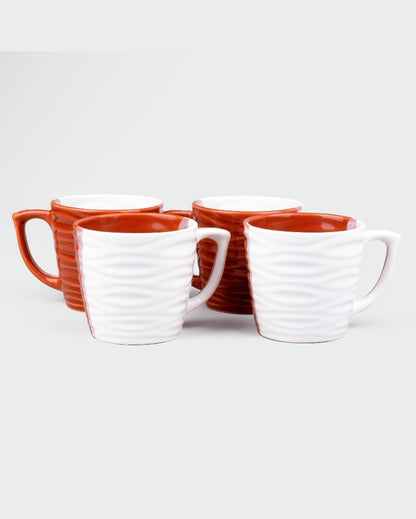 Elegant Red & White Ceramic Tea Cups | 3 x 3 inches | 150ml