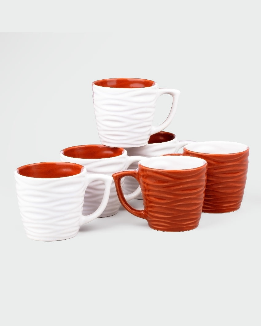 Elegant Red & White Ceramic Tea Cups | 3 x 3 inches | 150ml