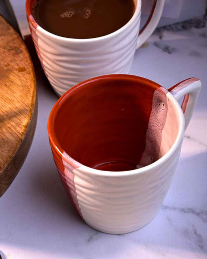 Elegant Red & White Ceramic Tea Cups | 3 x 3 inches | 150ml