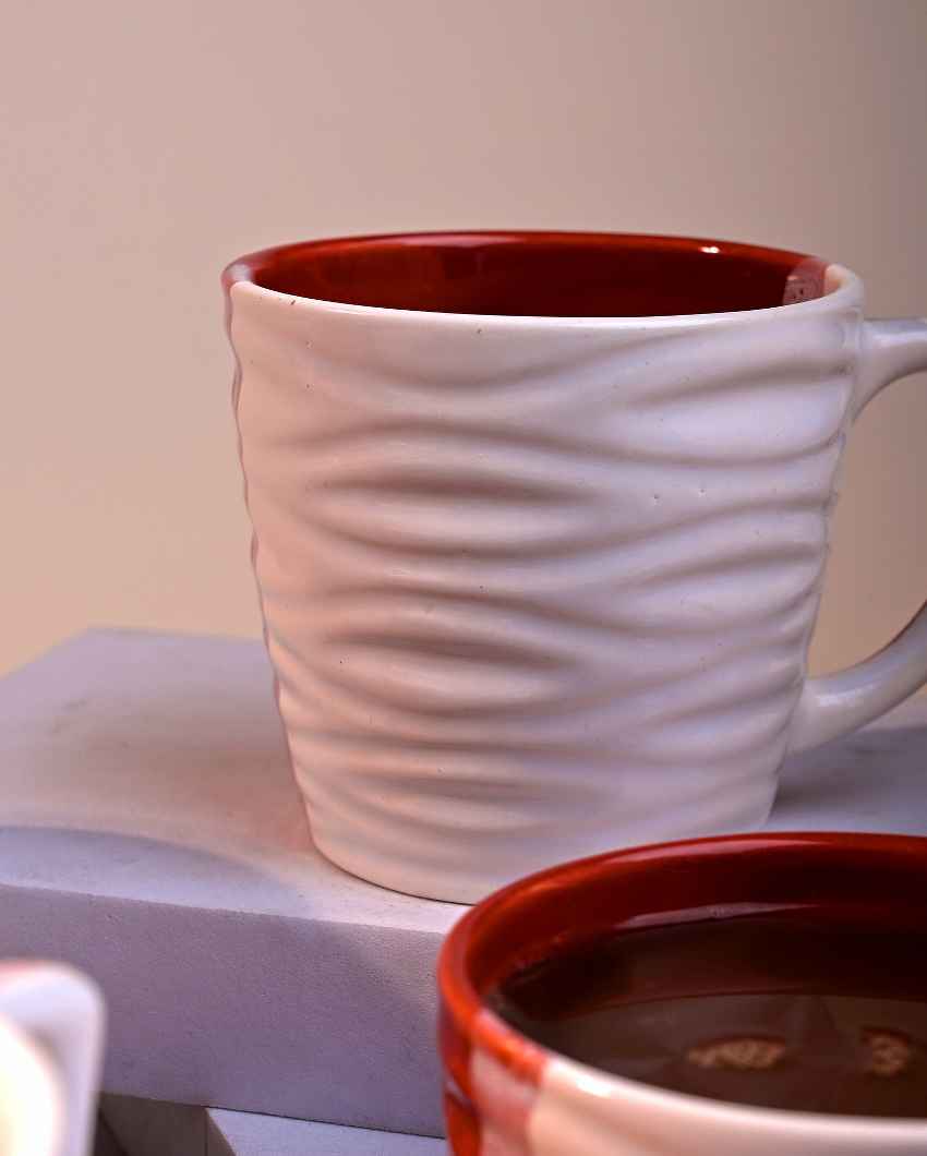 Elegant Red & White Ceramic Tea Cups | 3 x 3 inches | 150ml