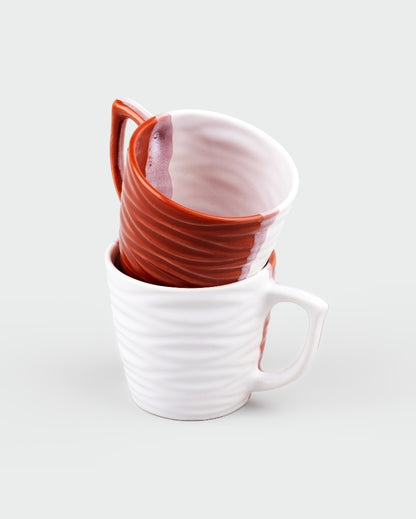 Elegant Red & White Ceramic Tea Cups | 3 x 3 inches | 150ml