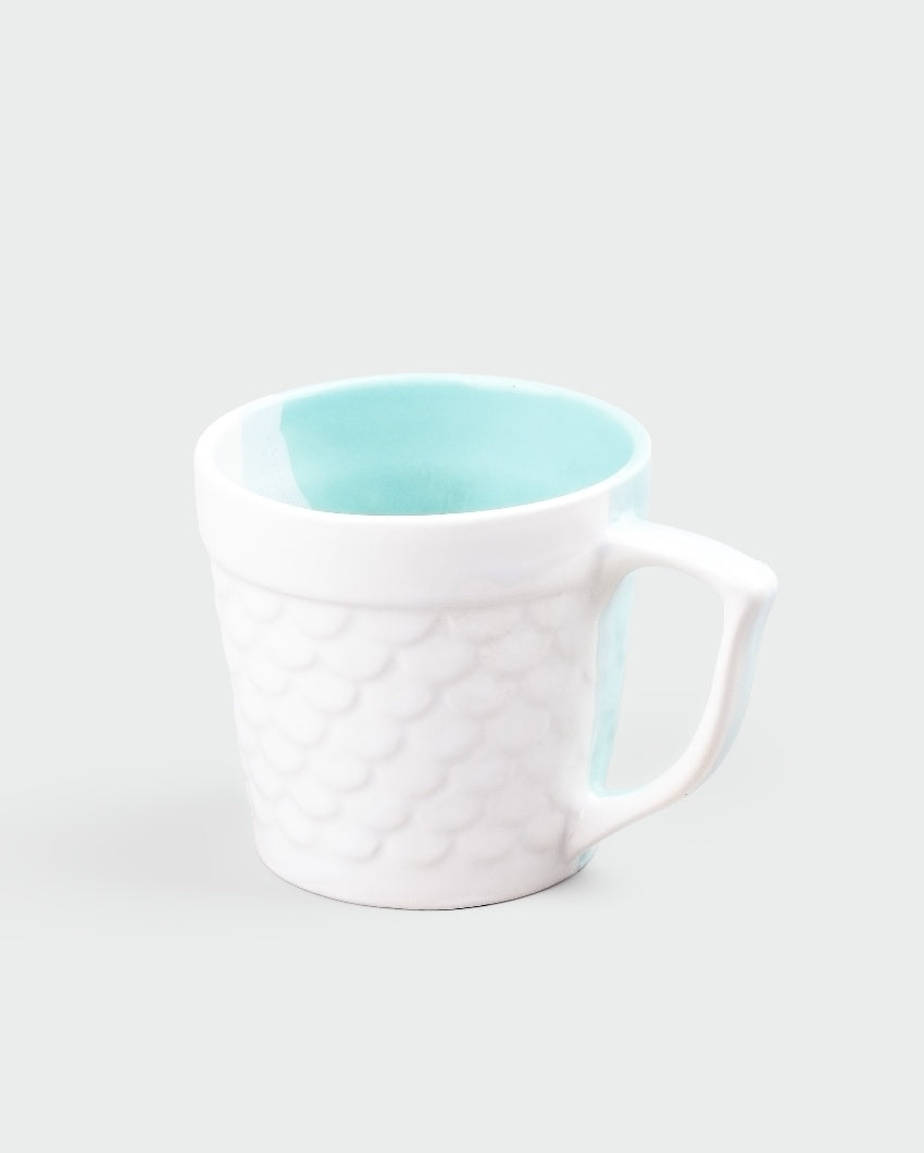 Soothing Light Blue & White Ceramic Tea Cups | 3 x 3 inches | 150ml