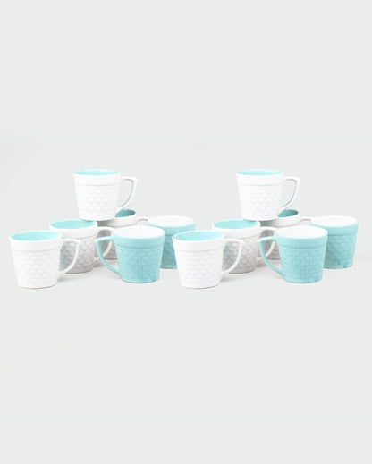 Soothing Light Blue & White Ceramic Tea Cups | 3 x 3 inches | 150ml