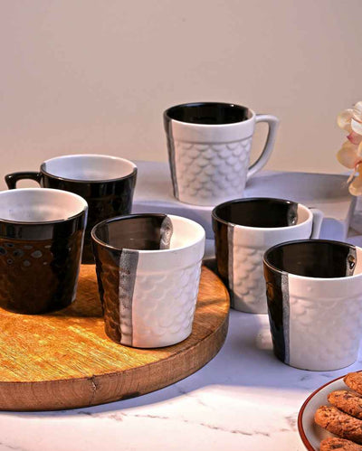 Warm Brown & White Ceramic Tea Cups | 3 x 3 inches | 150ml