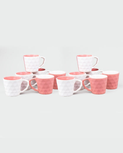 Soft Pink & White Ceramic Tea Cups | 3 x 3 inches | 150ml