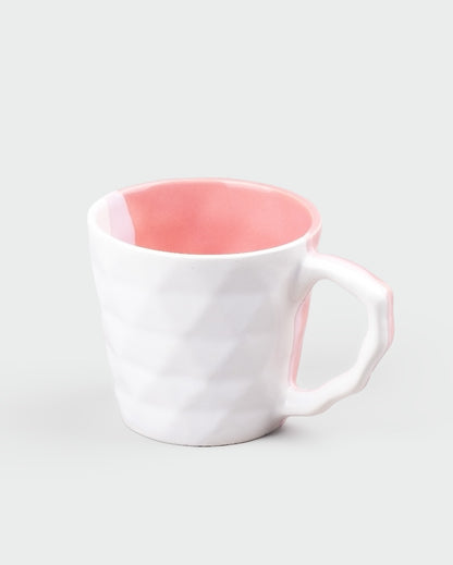 Soft Pink & White Ceramic Tea Cups | 3 x 3 inches | 150ml