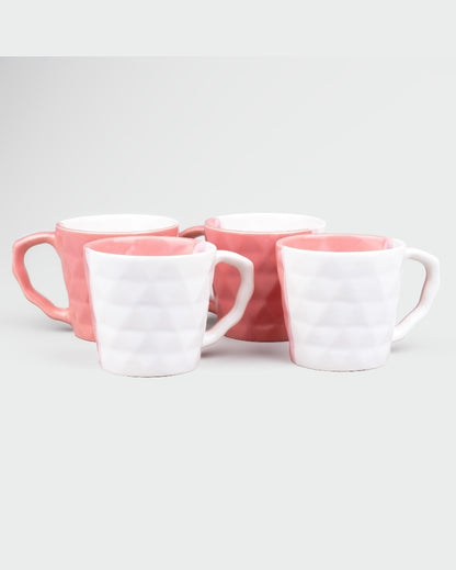 Soft Pink & White Ceramic Tea Cups | 3 x 3 inches | 150ml