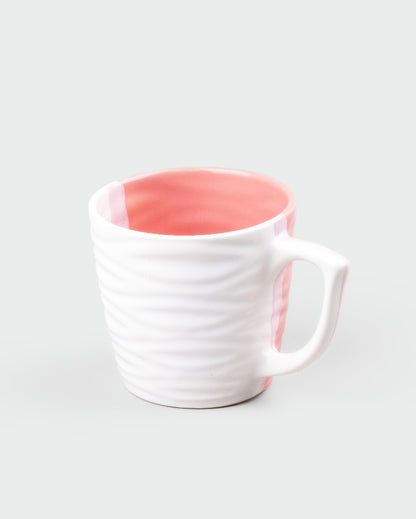 Charming Peach & White Ceramic Tea Cups | 3 x 3 inches | 150ml