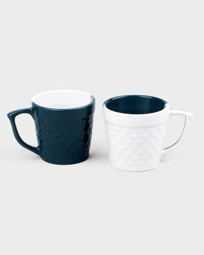 Bold Dark Green & White Ceramic Tea Cups | 3 x 3 inches | 150ml