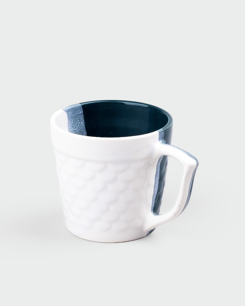 Bold Dark Green & White Ceramic Tea Cups | 3 x 3 inches | 150ml