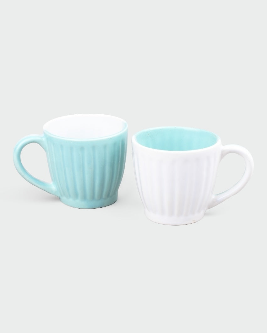 Refreshing Light Blue & White Ceramic Tea Cups | 3 x 3 inches | 150ml