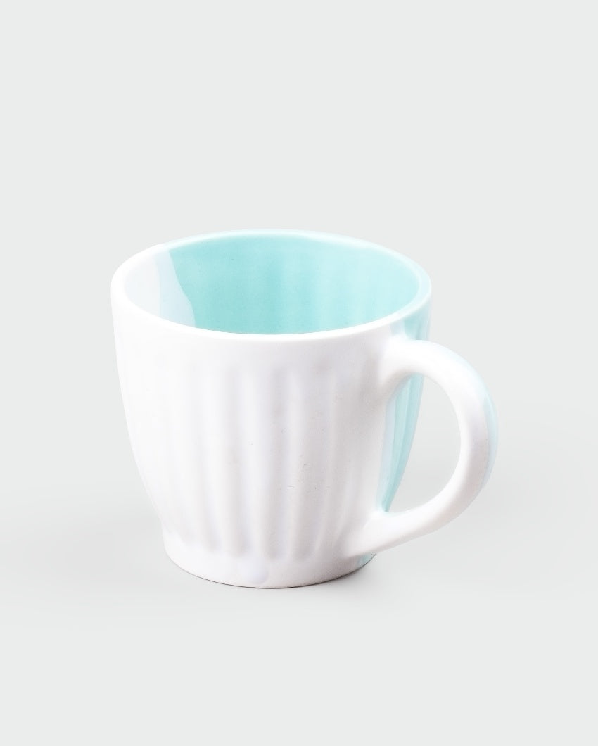 Refreshing Light Blue & White Ceramic Tea Cups | 3 x 3 inches | 150ml