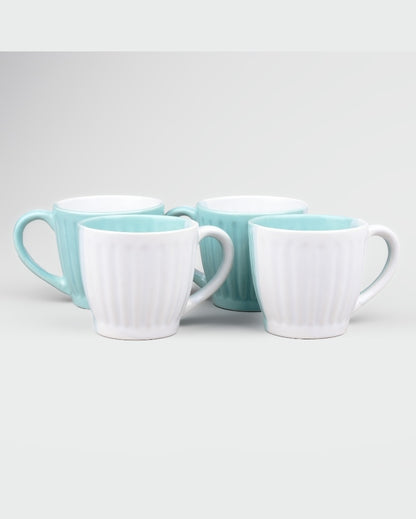 Refreshing Light Blue & White Ceramic Tea Cups | 3 x 3 inches | 150ml