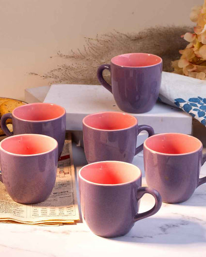 Regal Purple Ceramic Tea Cups | 3 x 3 inches | 150ml