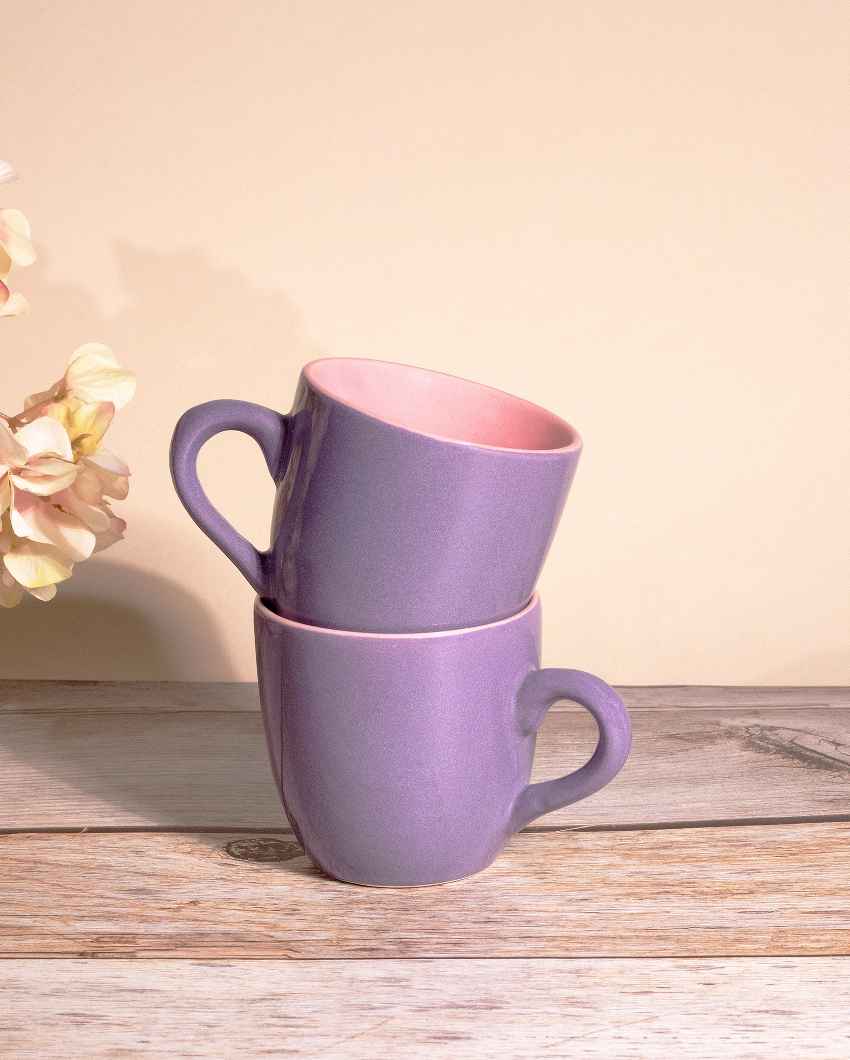 Regal Purple Ceramic Tea Cups | 3 x 3 inches | 150ml