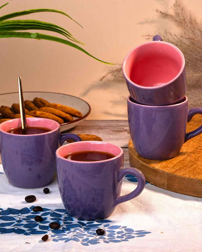 Regal Purple Ceramic Tea Cups | 3 x 3 inches | 150ml