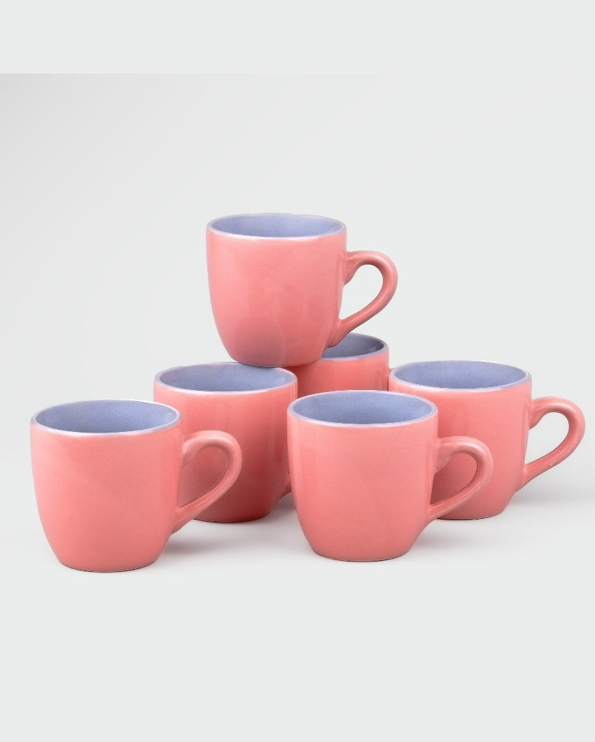 Delicate Peach Ceramic Tea Cups | 3 x 3 inches | 150ml