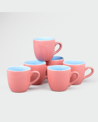 Stylish Peach Ceramic Tea Cups | 3 x 3 inches | 150ml