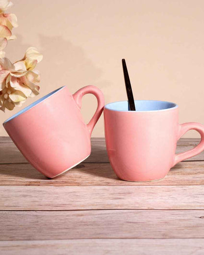 Stylish Peach Ceramic Tea Cups | 3 x 3 inches | 150ml