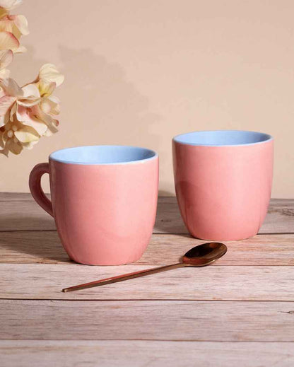 Stylish Peach Ceramic Tea Cups | 3 x 3 inches | 150ml