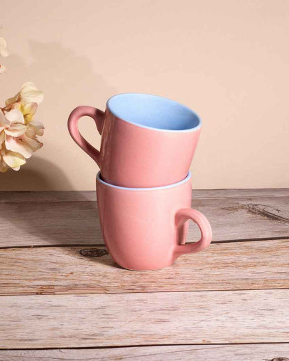 Stylish Peach Ceramic Tea Cups | 3 x 3 inches | 150ml