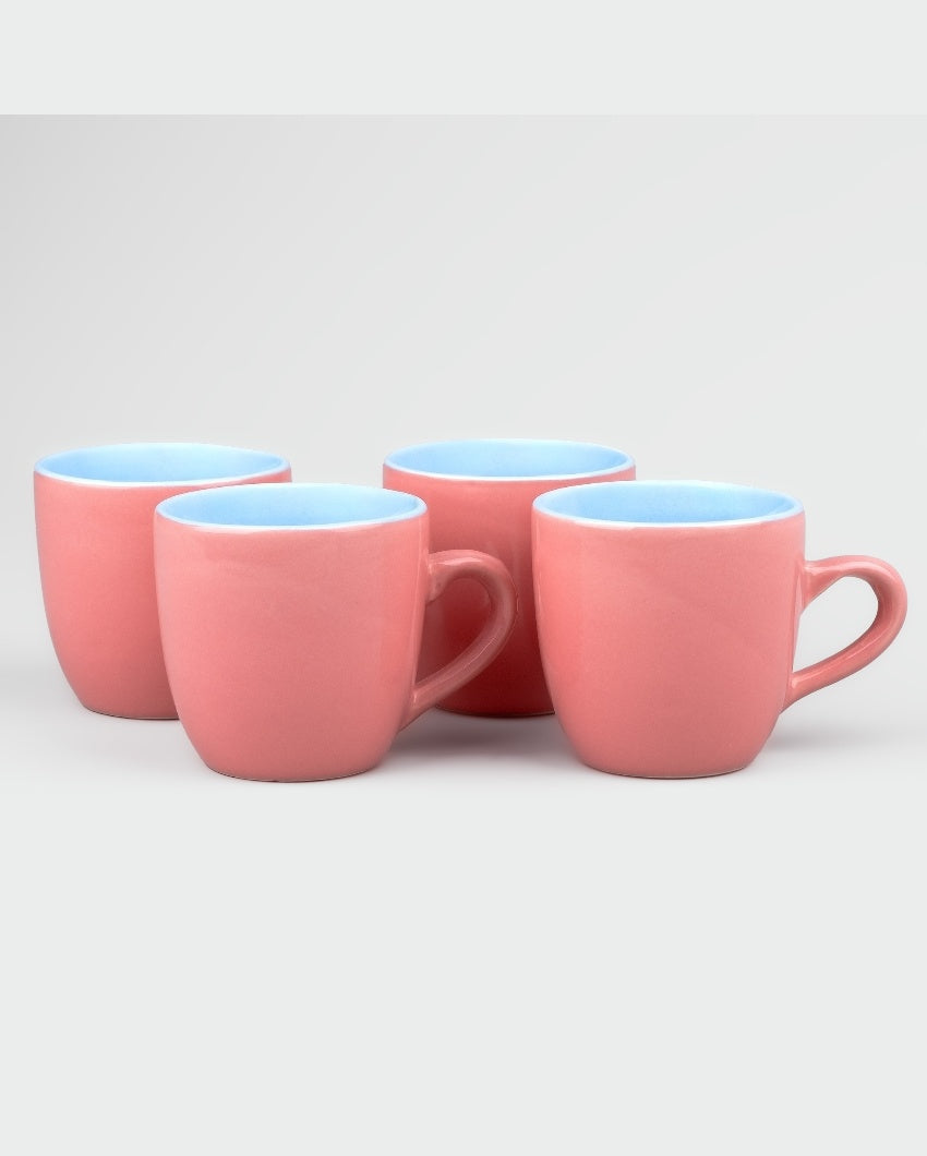 Stylish Peach Ceramic Tea Cups | 3 x 3 inches | 150ml