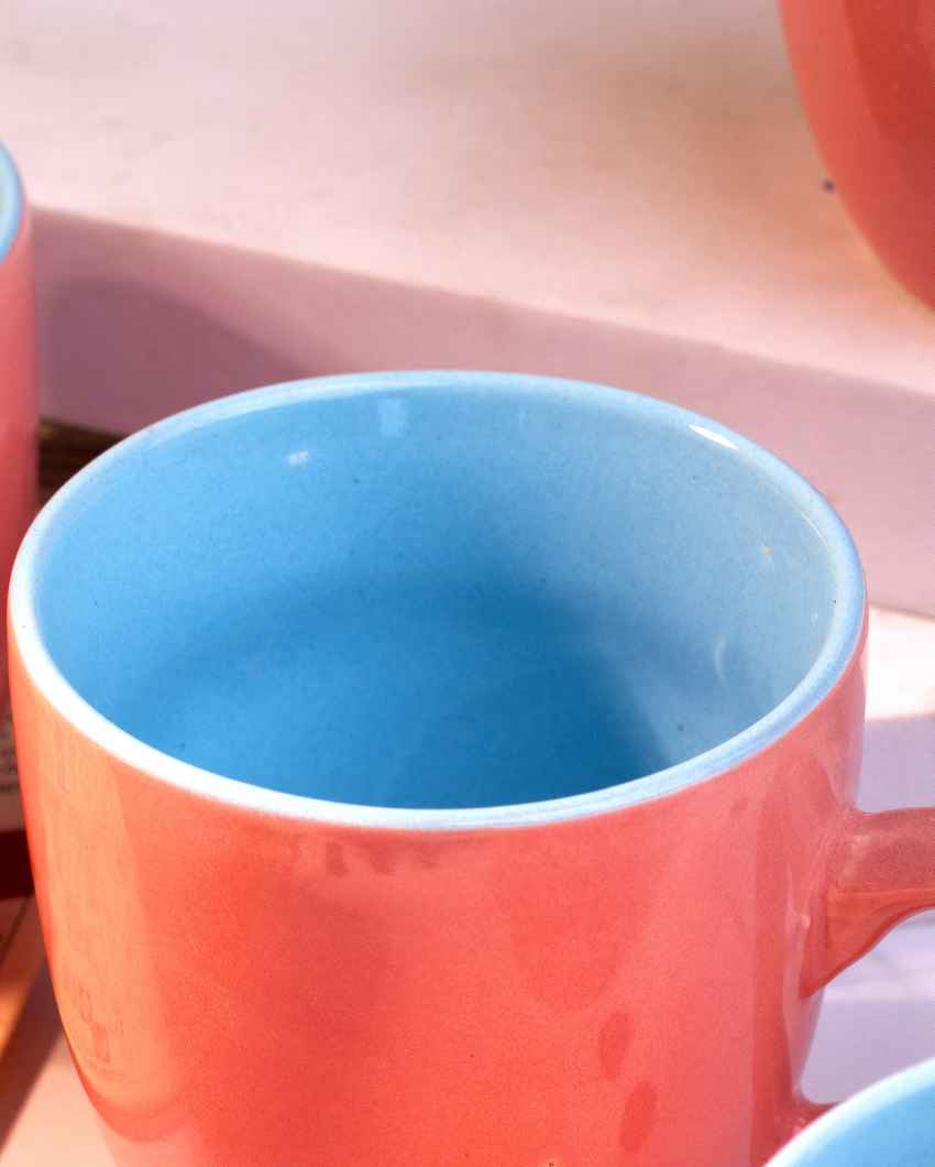 Stylish Peach Ceramic Tea Cups | 3 x 3 inches | 150ml