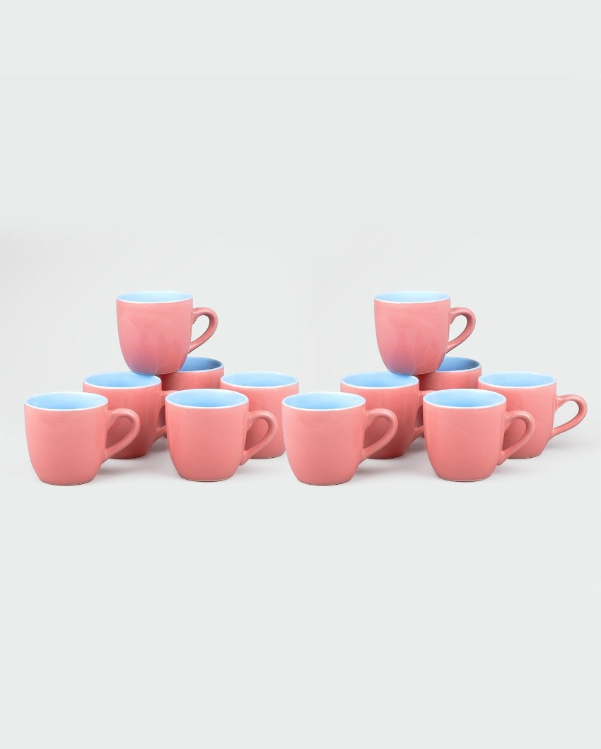 Stylish Peach Ceramic Tea Cups | 3 x 3 inches | 150ml