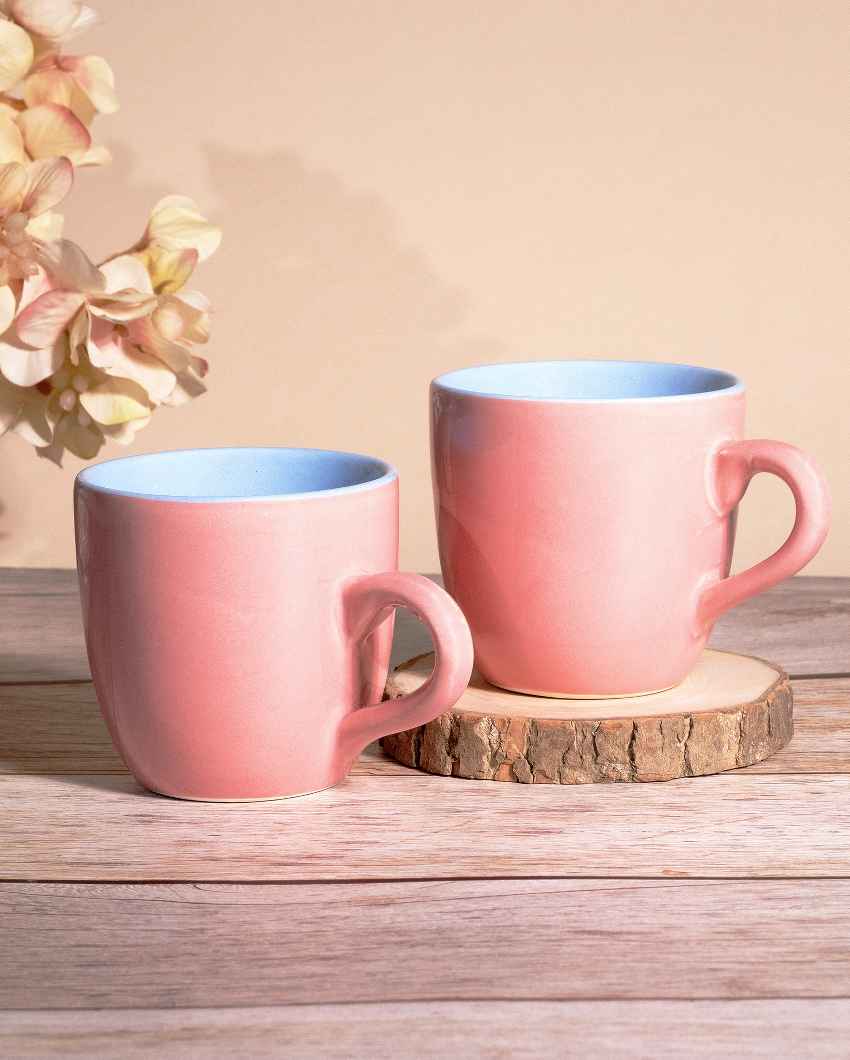 Stylish Peach Ceramic Tea Cups | 3 x 3 inches | 150ml