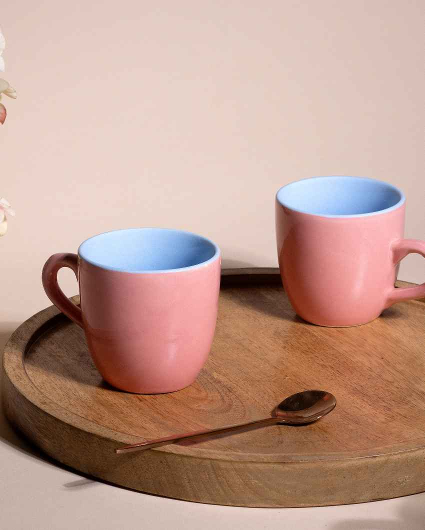 Stylish Peach Ceramic Tea Cups | 3 x 3 inches | 150ml