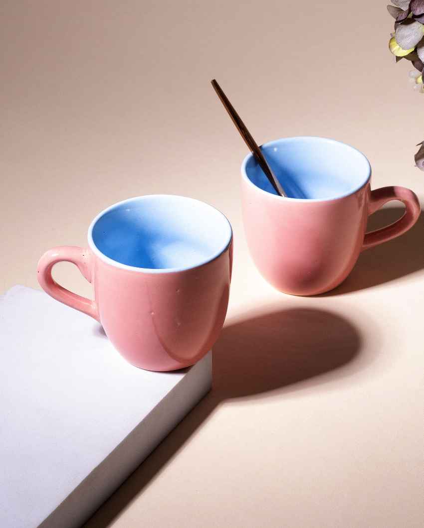 Stylish Peach Ceramic Tea Cups | 3 x 3 inches | 150ml