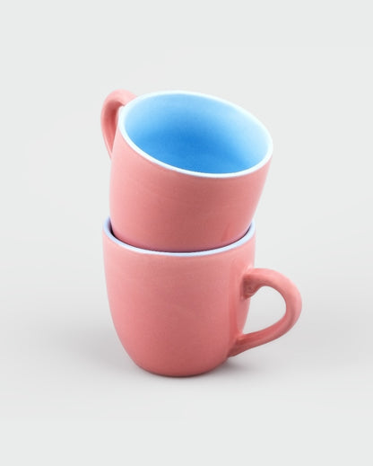 Stylish Peach Ceramic Tea Cups | 3 x 3 inches | 150ml