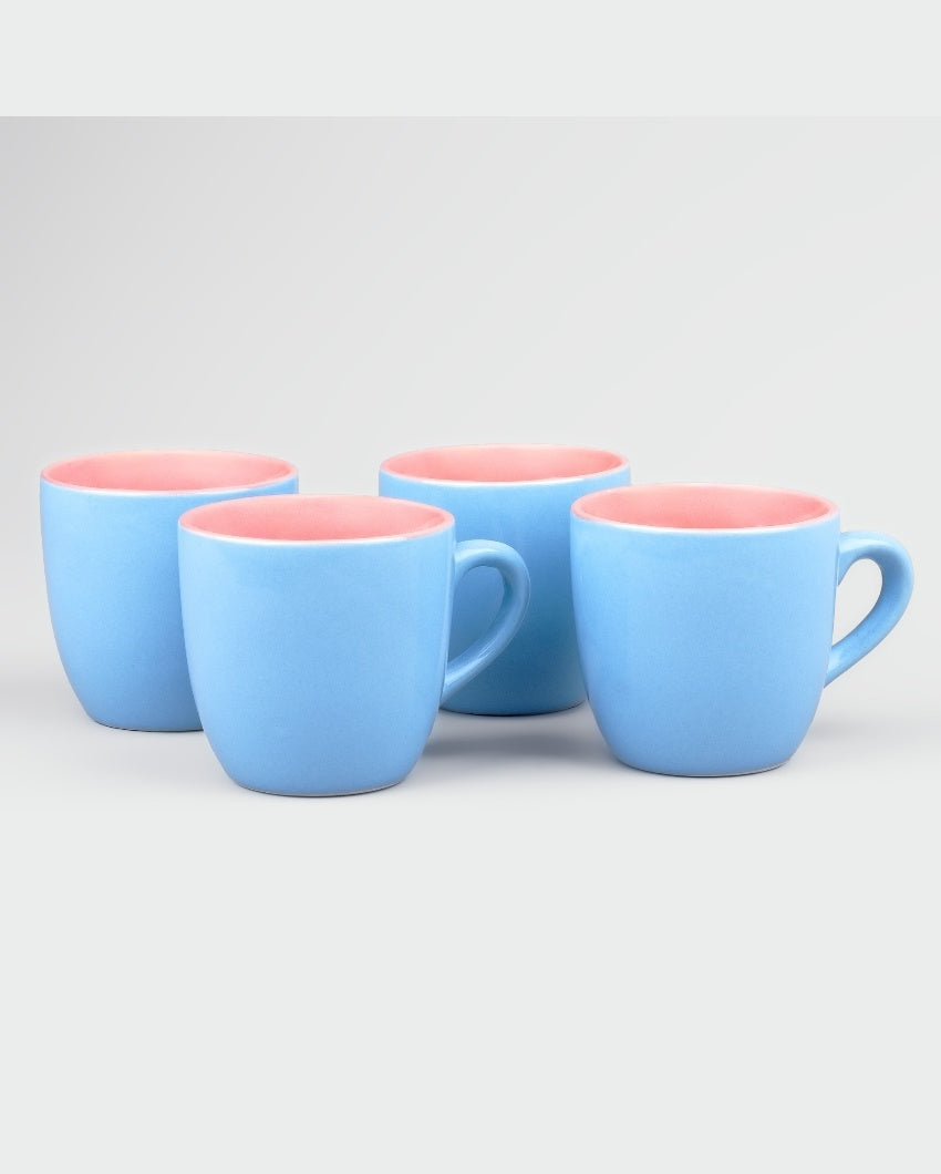 Trendy Blue Ceramic Tea Cups | 3 x 3 inches | 150ml