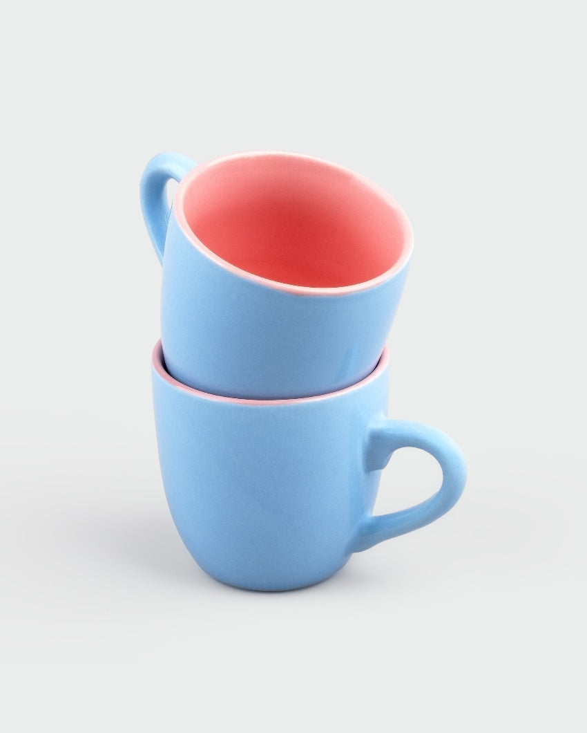 Trendy Blue Ceramic Tea Cups | 3 x 3 inches | 150ml