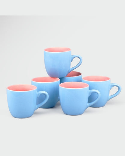 Trendy Blue Ceramic Tea Cups | 3 x 3 inches | 150ml