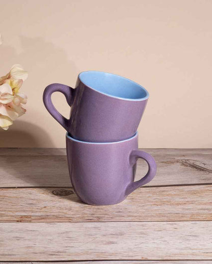 Graceful Purple Ceramic Tea Cups | 3 x 3 inches | 150ml