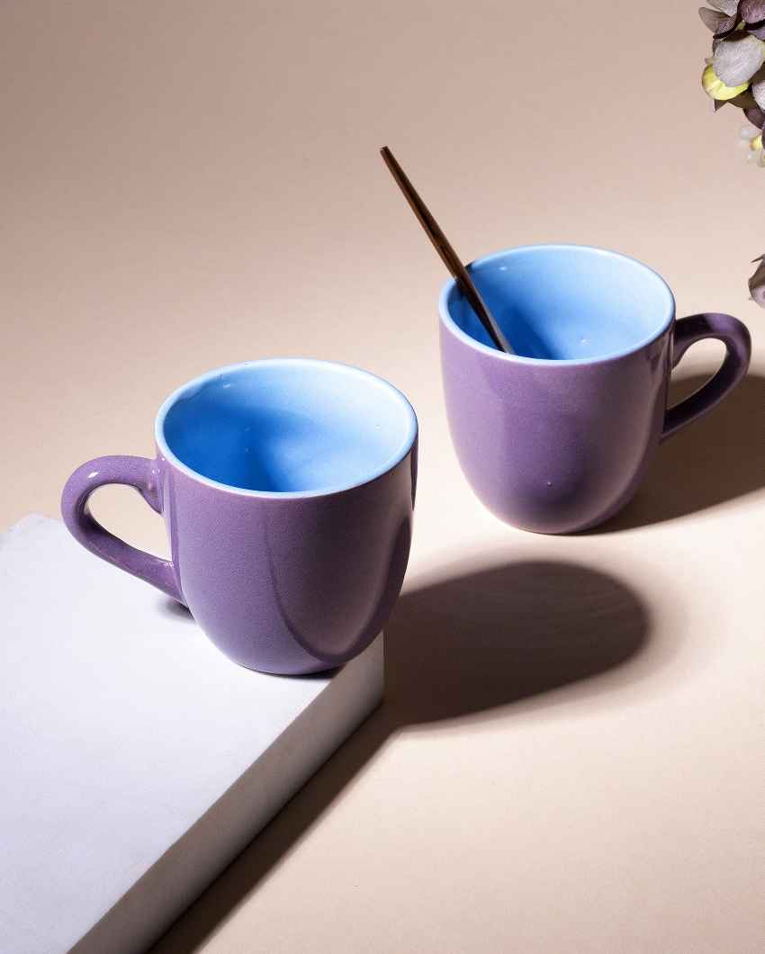 Graceful Purple Ceramic Tea Cups | 3 x 3 inches | 150ml