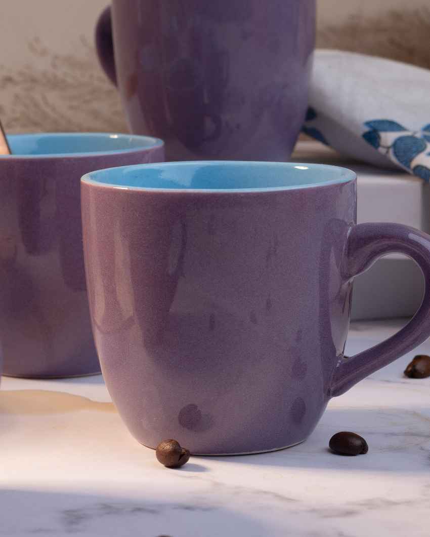 Graceful Purple Ceramic Tea Cups | 3 x 3 inches | 150ml